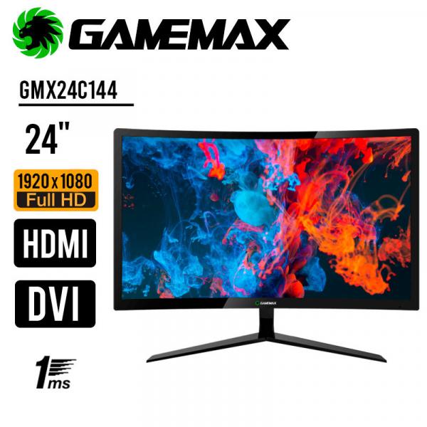 Monitor Gamer Led Curvo Gamemax Gmx24c144 Áudio Integrado 144hz Amd  Freesync 1ms Hdmi/Dp/Hdmi 1080p 24'' - GMX24C144