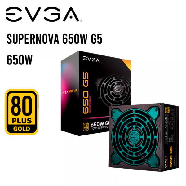 Fuente de Poder PC 650W Gamer EVGA 80 Plus Gold 220-G5-0650-X1