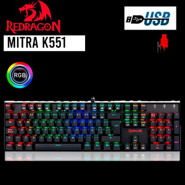 TECLADO REDRAGON MECANICO MITRA K551 RGB SPANISH SWITCH ROJO (K551RGB-1-SP)